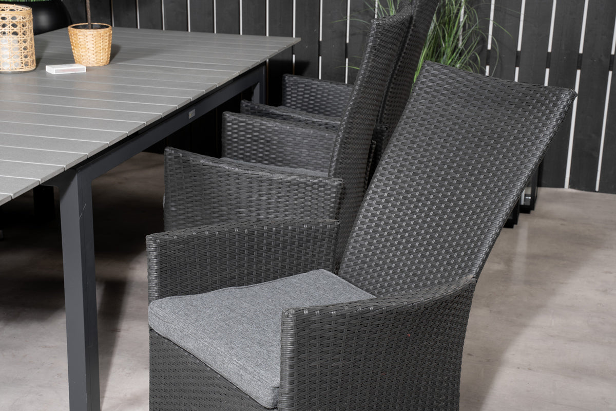 Venture Design Levels & Padova Matbord 160x100x75 + Reclinerstolar Svart