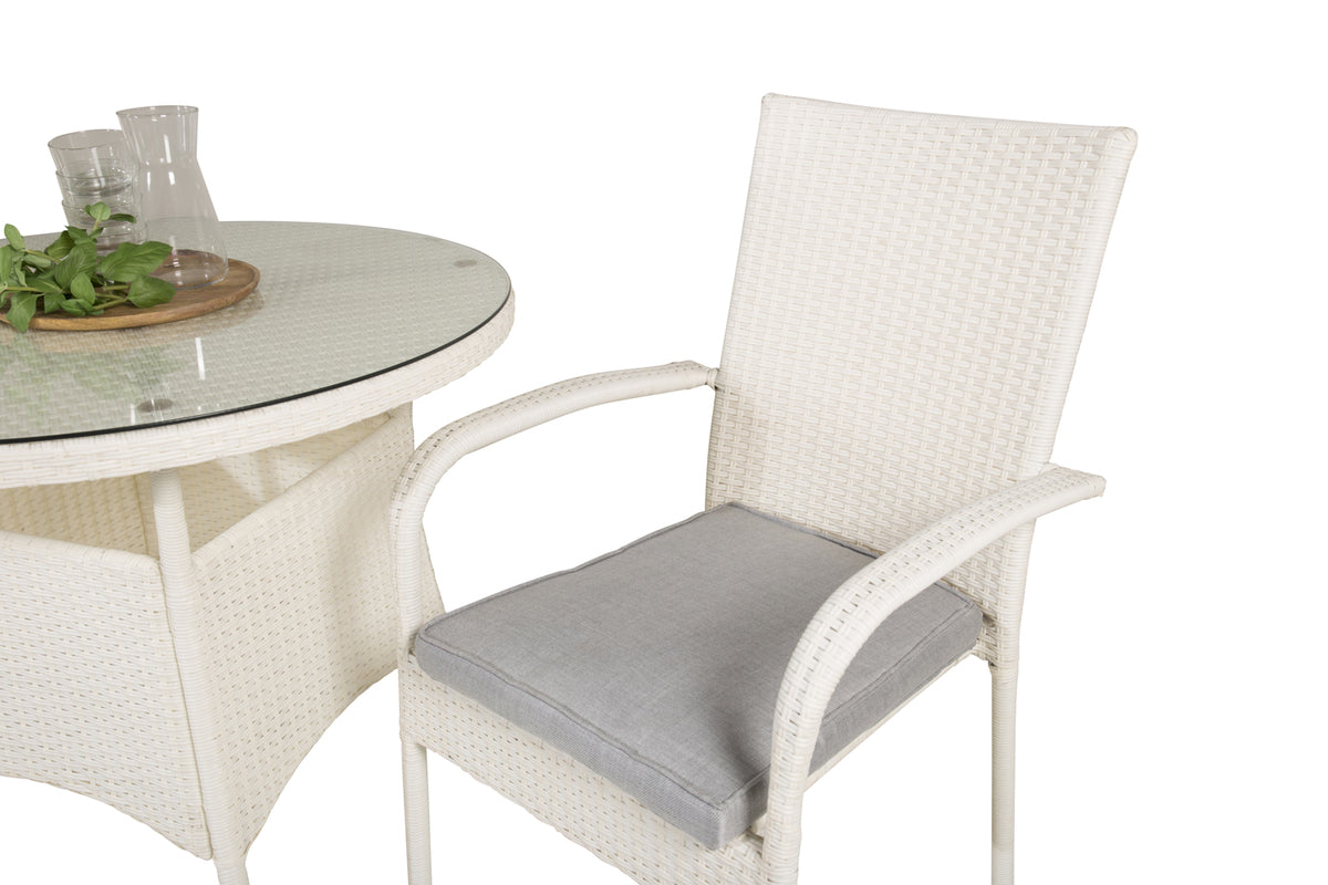 Venture Design Volta & Anna Matbord ⌀90 + Matstolar Vit