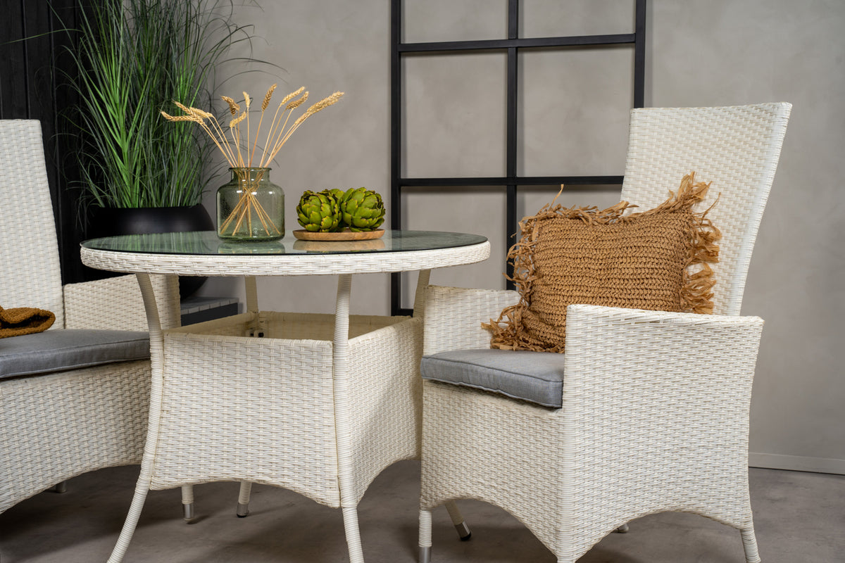 Venture Design Padova & Volta Reclinerstolar Vit + Matbord ⌀90