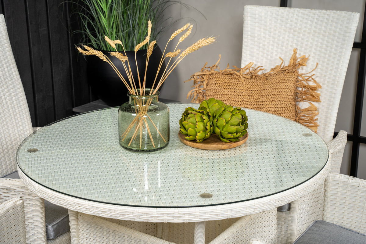 Venture Design Padova & Volta Reclinerstolar Vit + Matbord ⌀90