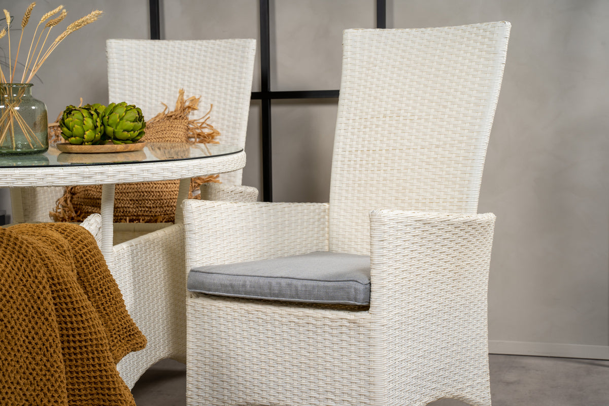 Venture Design Padova & Volta Reclinerstolar Vit + Matbord ⌀90