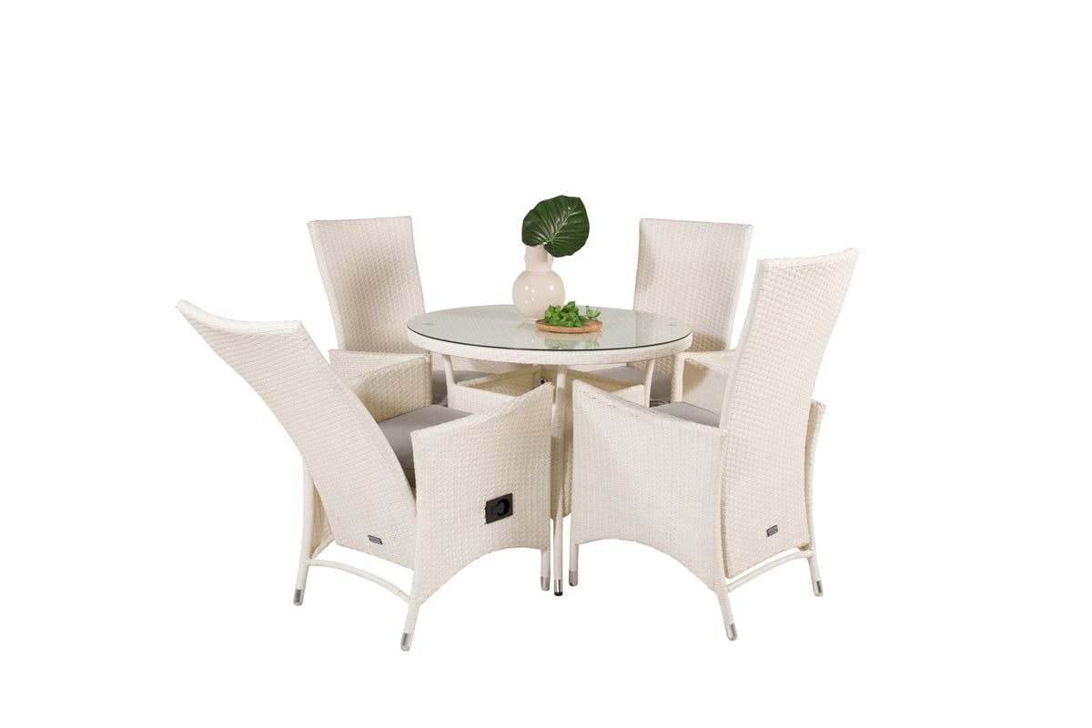 Venture Design Padova & Volta Reclinerstolar Vit + Matbord ⌀90