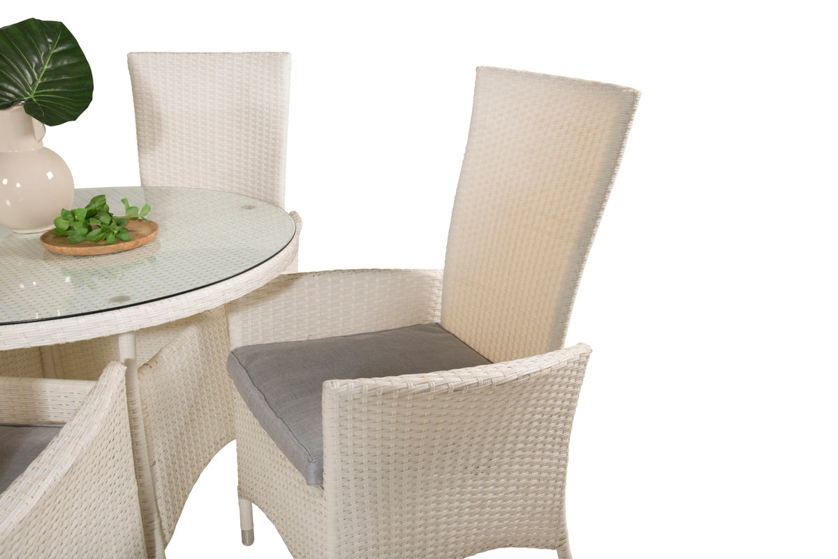 Venture Design Padova & Volta Reclinerstolar Vit + Matbord ⌀90