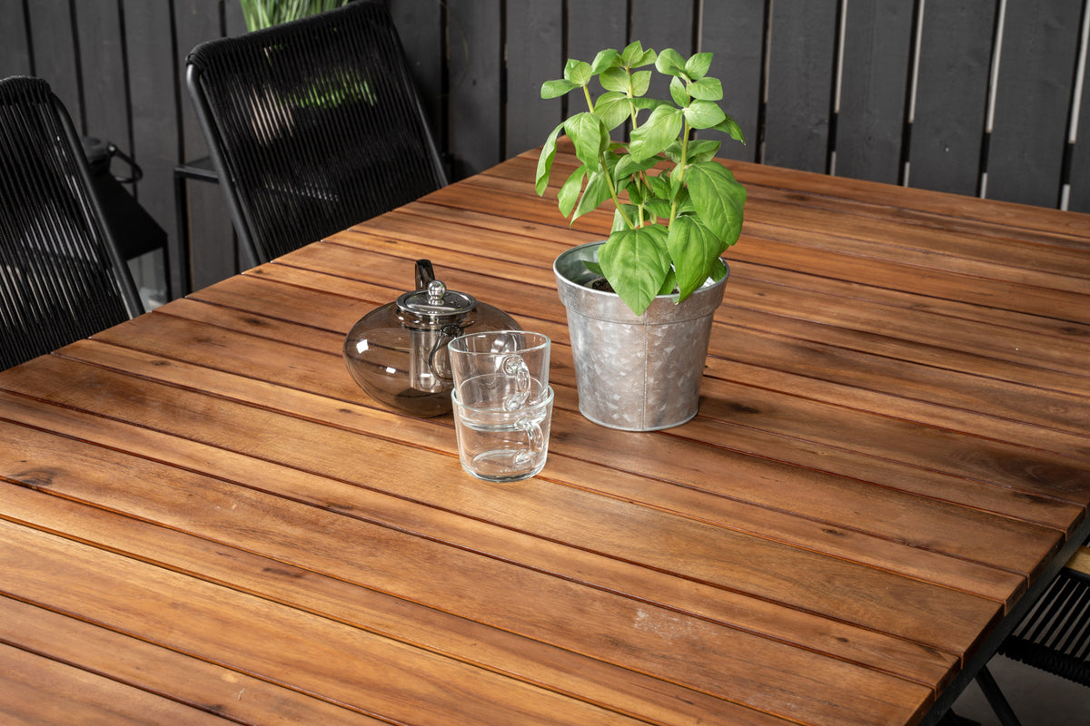 Venture Design Zenia & Bois Matbord 201 x 100 + Matstolar Svart