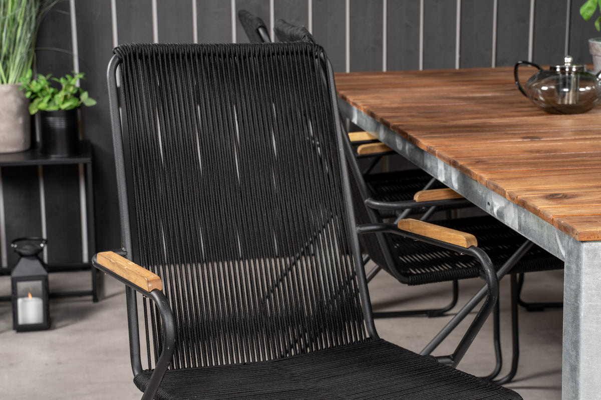 Venture Design Zenia & Bois Matbord 201 x 100 + Matstolar Svart