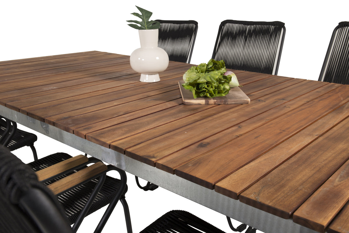 Venture Design Zenia & Bois Matbord 201 x 100 + Matstolar Svart