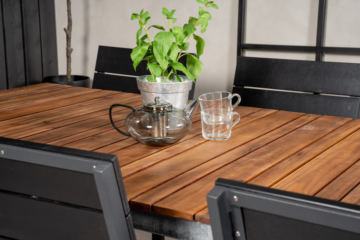 Venture Design Levels & Zenia Matstolar Svart + Matbord 201 x 100