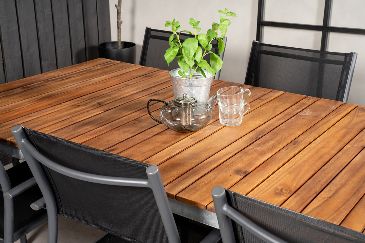 Venture Design Santorini & Zenia Matstolar Svart + Matbord 201 x 100