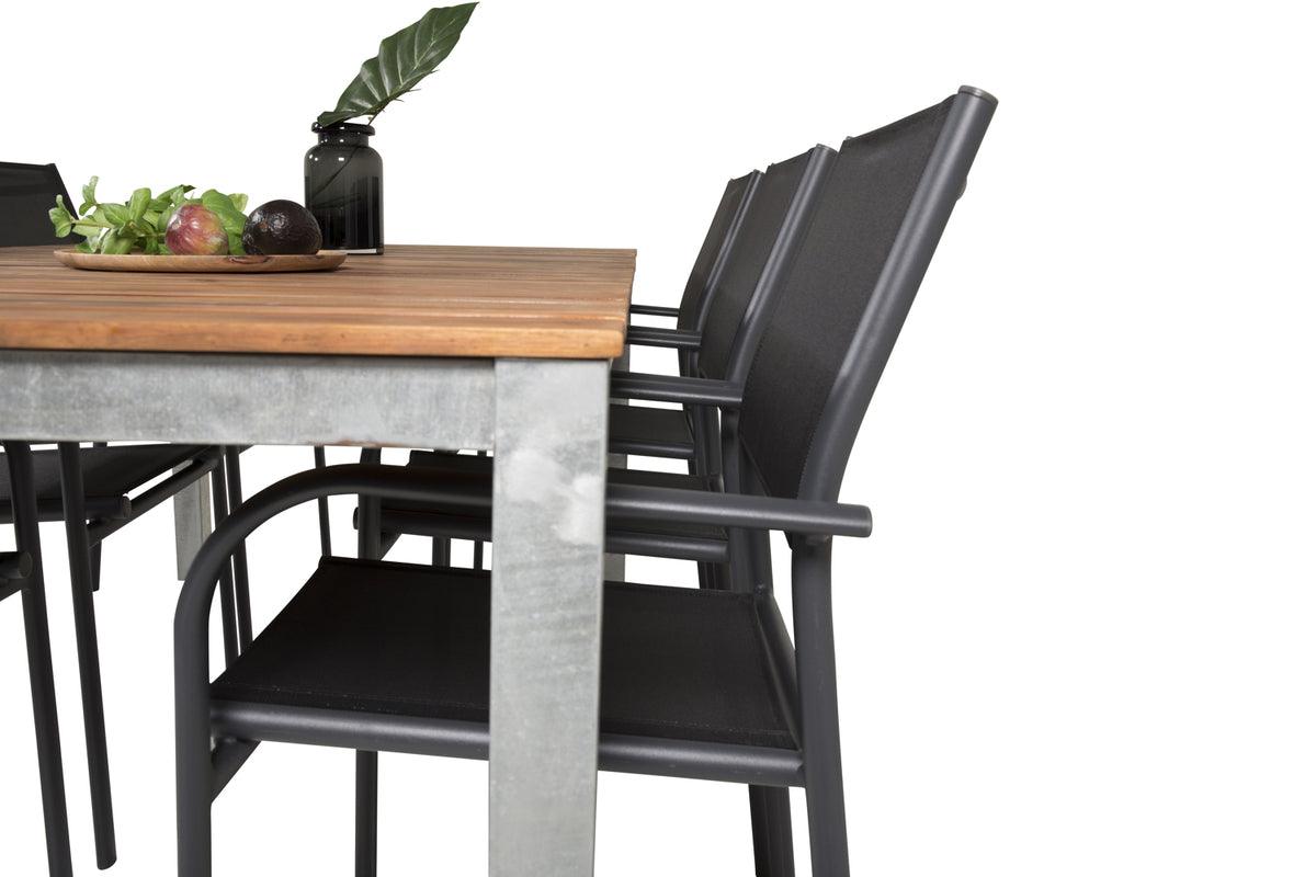 Venture Design Santorini & Zenia Matstolar Svart + Matbord 201 x 100