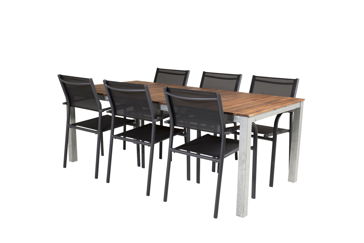 Venture Design Santorini & Zenia Matstolar Svart + Matbord 201 x 100