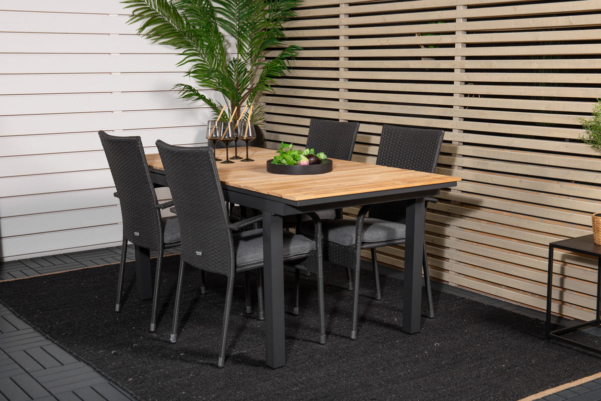 Venture Design Mexico & Anna Matbord 90x180/240 + Matstolar Svart