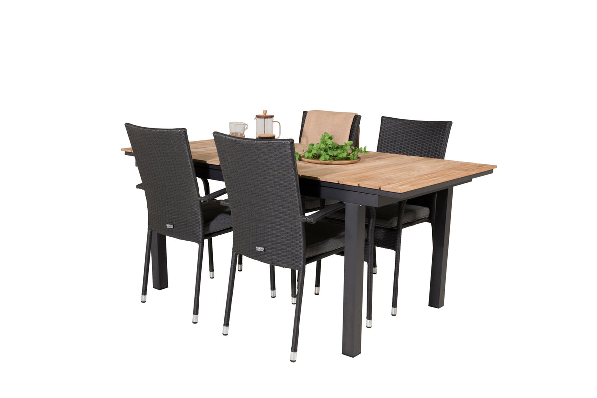 Venture Design Mexico & Anna Matbord 90x180/240 + Matstolar Svart