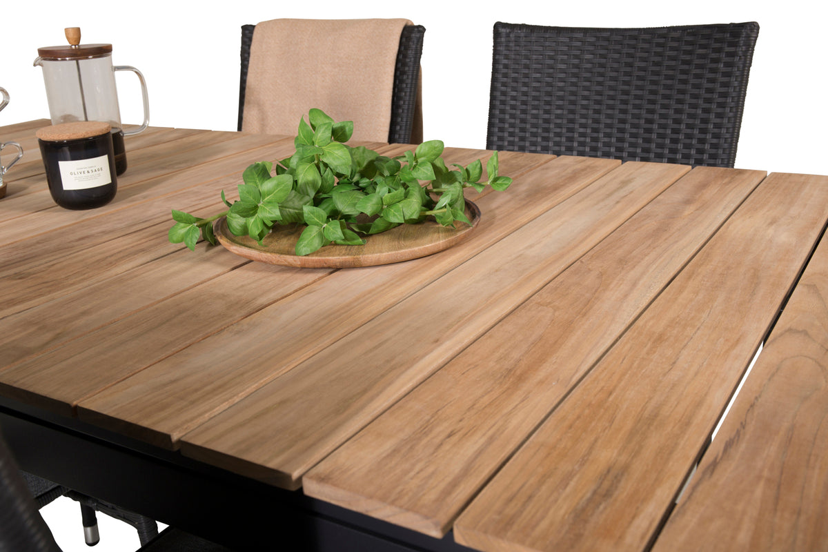 Venture Design Mexico & Anna Matbord 90x180/240 + Matstolar Svart