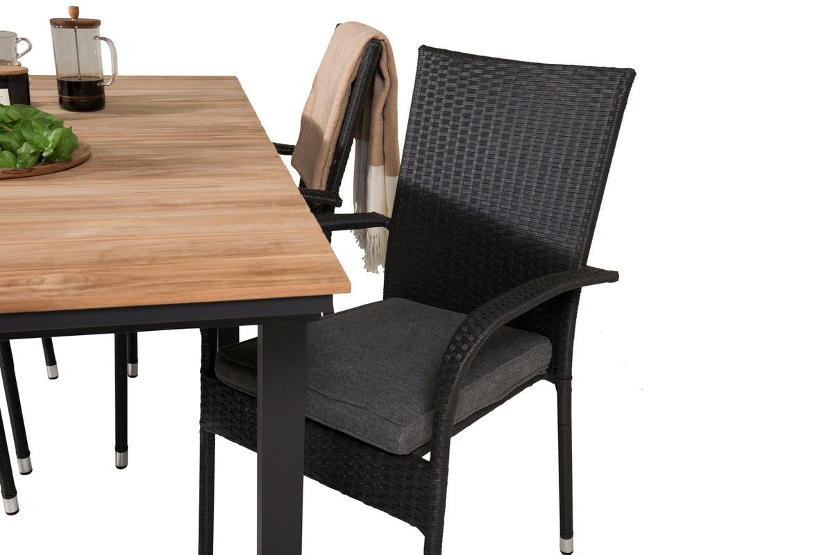 Venture Design Mexico & Anna Matbord 90x180/240 + Matstolar Svart