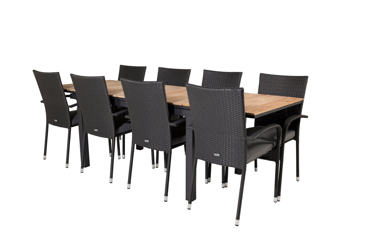 Venture Design Mexico & Anna Matbord 90x180/240 + Matstolar Svart