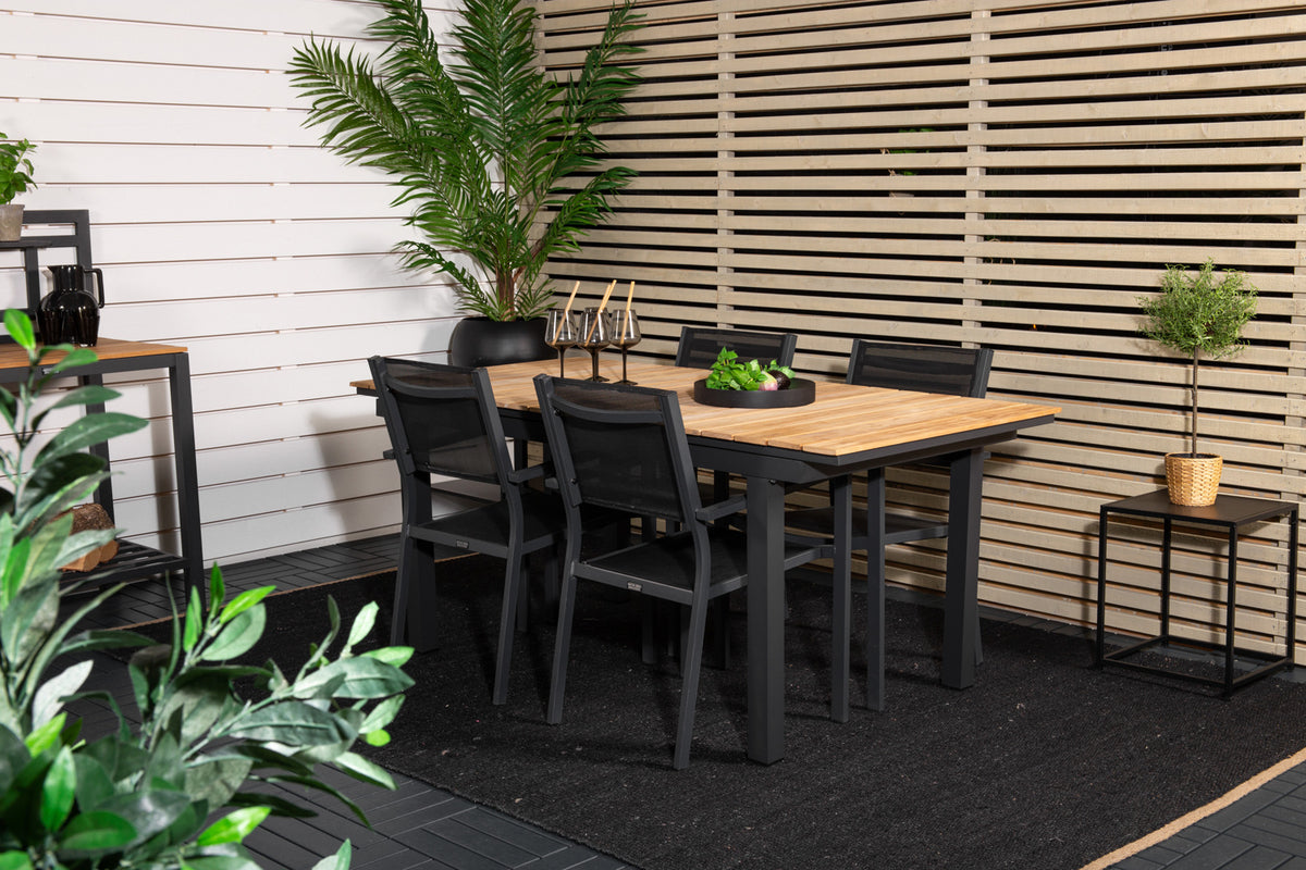 Venture Design Copacabana & Mexico Matstolar Svart + Matbord 90x180/240