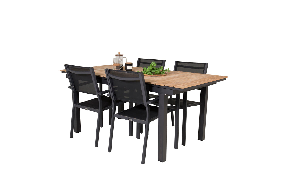 Venture Design Copacabana & Mexico Matstolar Svart + Matbord 90x180/240