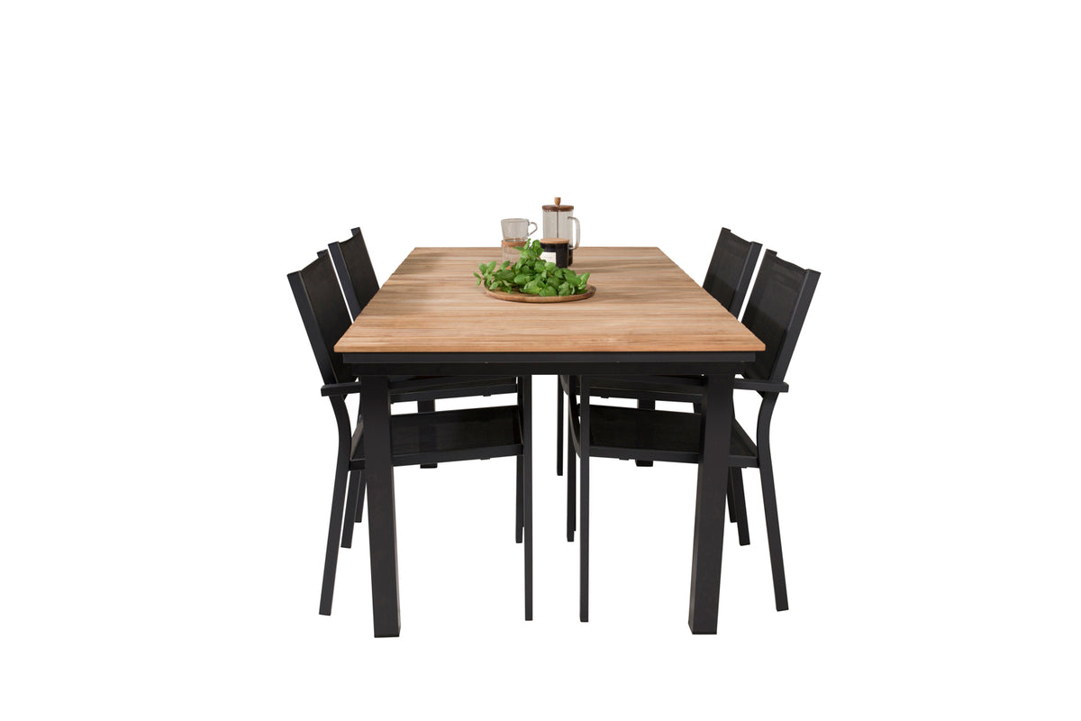 Venture Design Copacabana & Mexico Matstolar Svart + Matbord 90x180/240