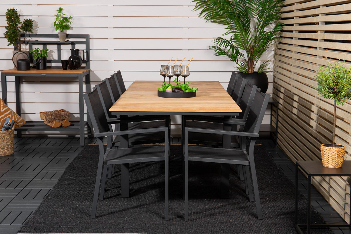 Venture Design Copacabana & Mexico Matstolar Svart + Matbord 90x180/240