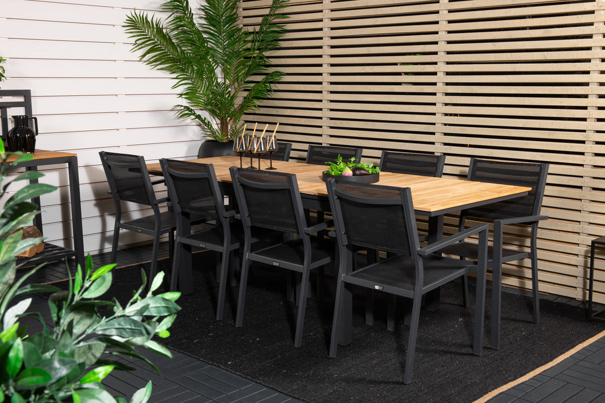Venture Design Copacabana & Mexico Matstolar Svart + Matbord 90x180/240