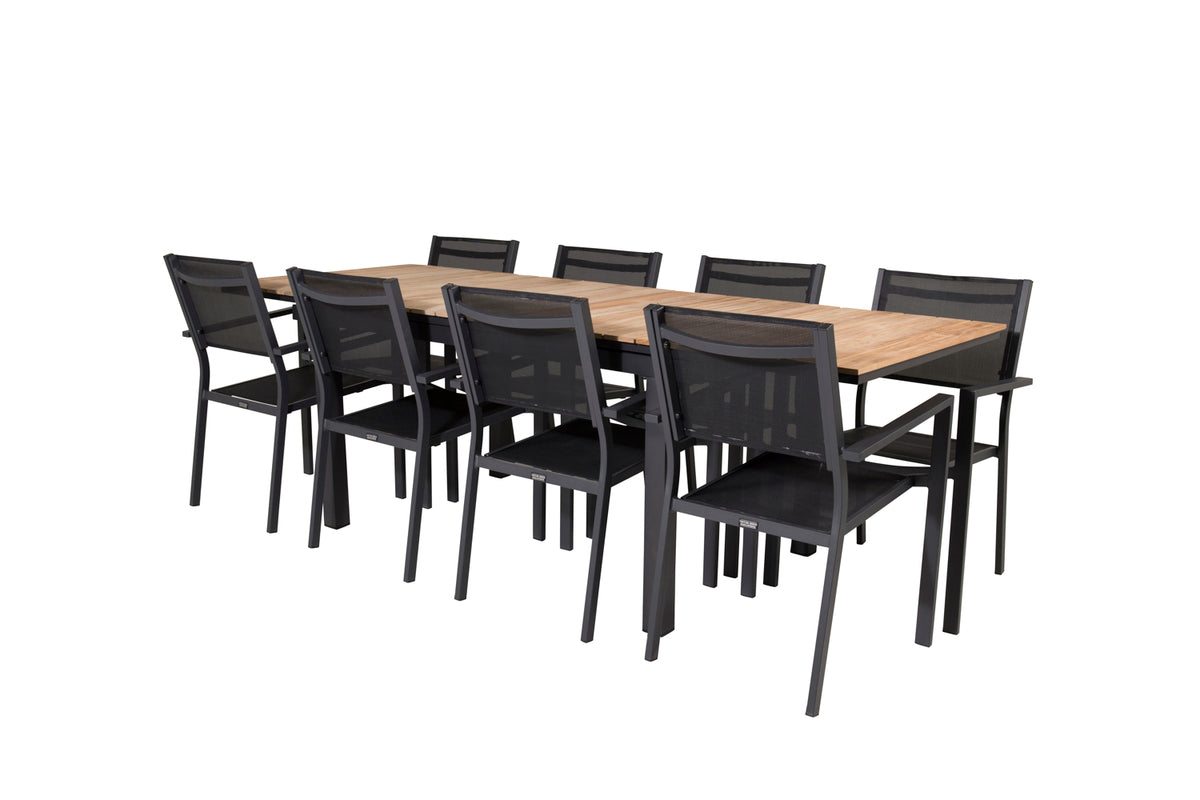 Venture Design Copacabana & Mexico Matstolar Svart + Matbord 90x180/240