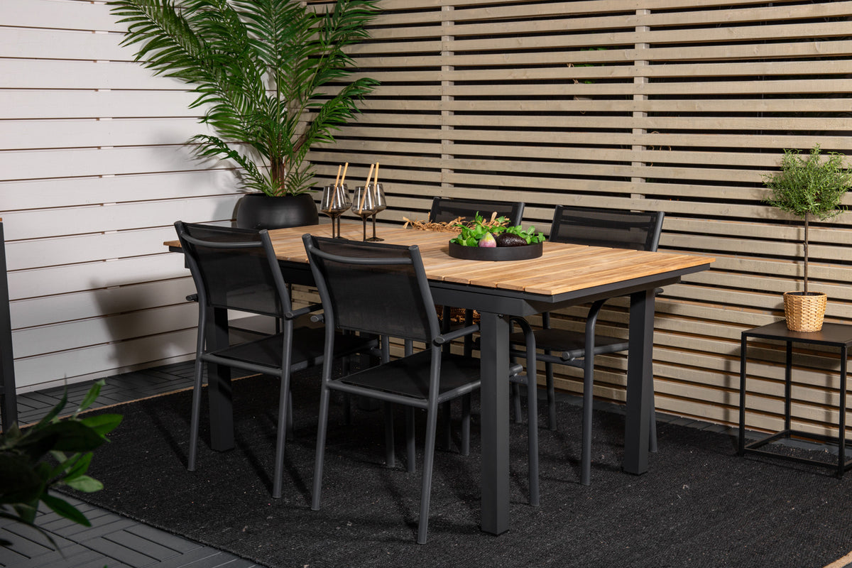 Venture Design Mexico & Santorini Matbord 160 x 90 + Matstolar Svart