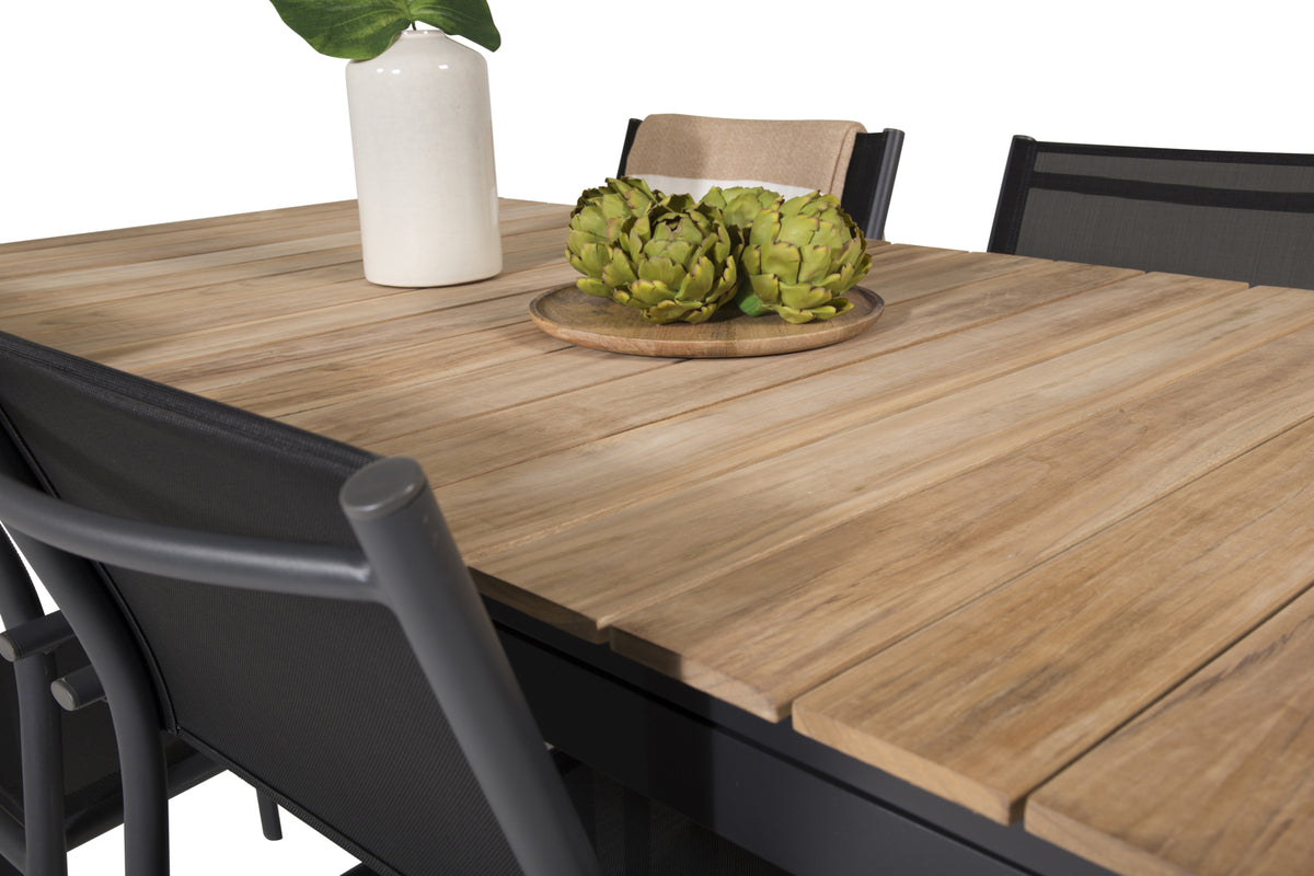 Venture Design Mexico & Santorini Matbord 160 x 90 + Matstolar Svart