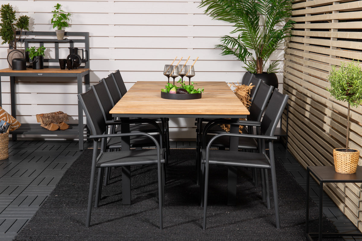 Venture Design Mexico & Santorini Matbord 160 x 90 + Matstolar Svart