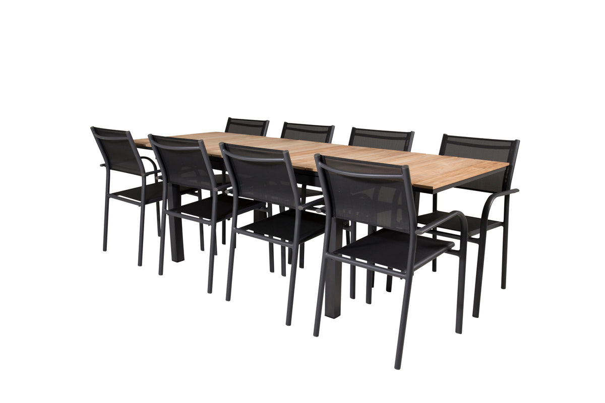 Venture Design Mexico & Santorini Matbord 160 x 90 + Matstolar Svart