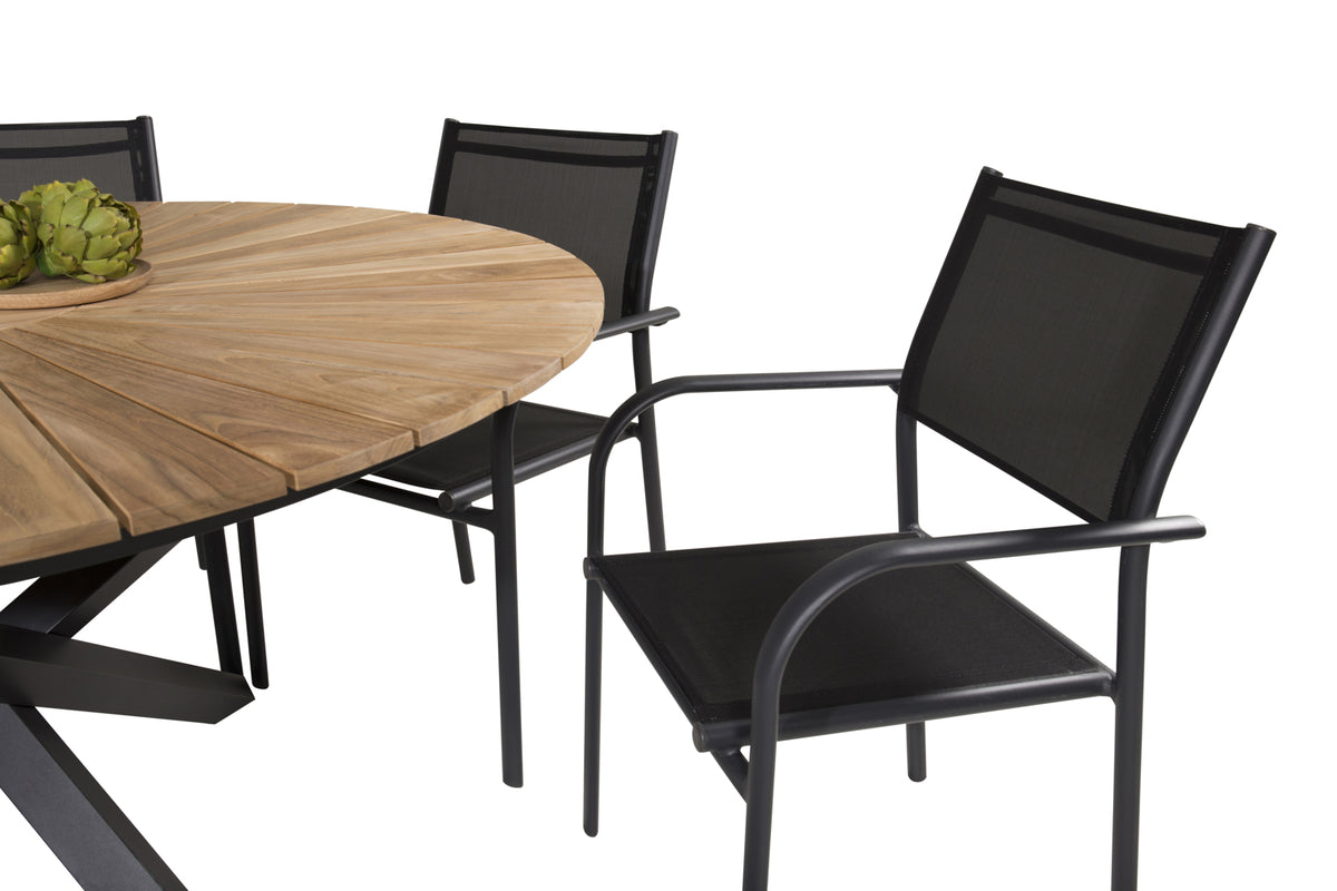 Venture Design Mexico & Santorini Runda Matbord ⌀140 Svart + Matstolar 2-pack Svart