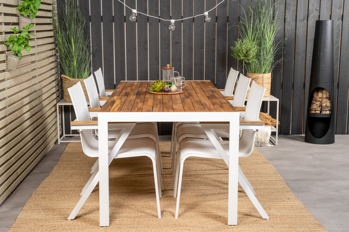 Venture Design Mexico & Bois Matstolar Vit + Matbord 205x90