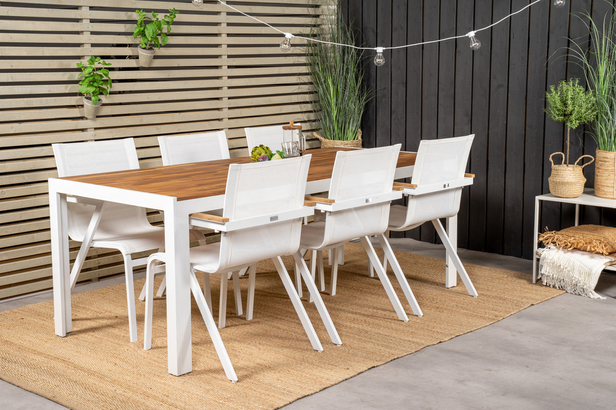 Venture Design Mexico & Bois Matstolar Vit + Matbord 205x90