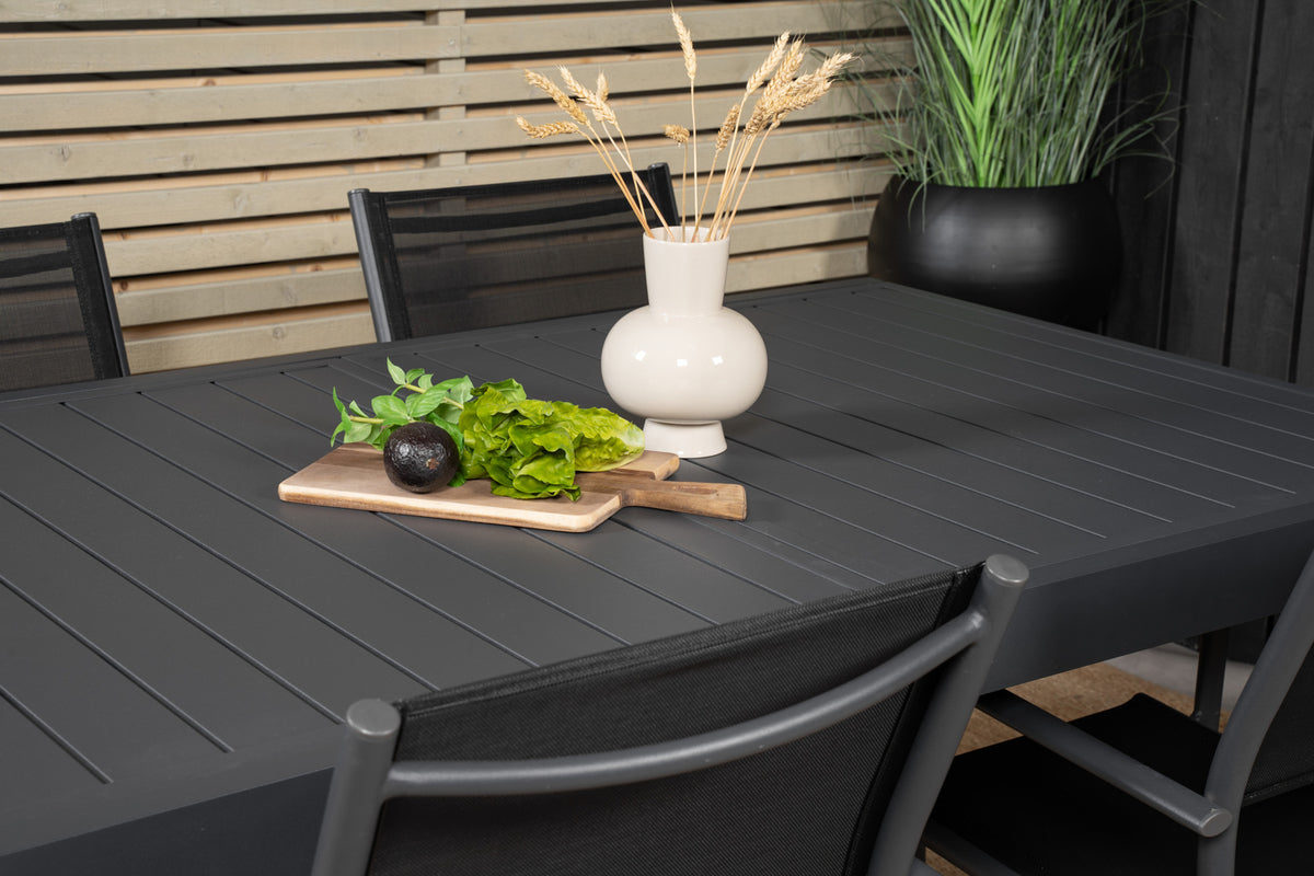 Venture Design Santorini & Marbella Matstolar Svart + Matbord 160x100x75
