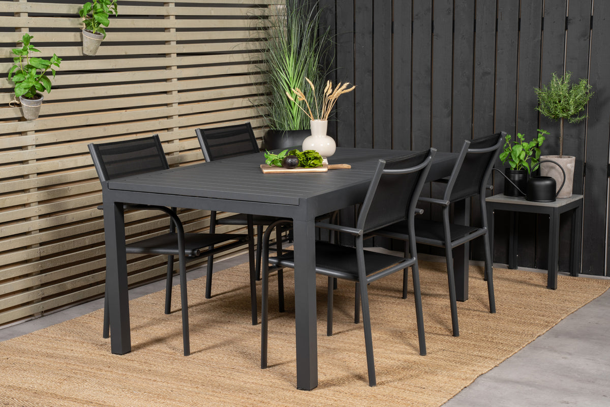 Venture Design Santorini & Marbella Matstolar Svart + Matbord 160x100x75