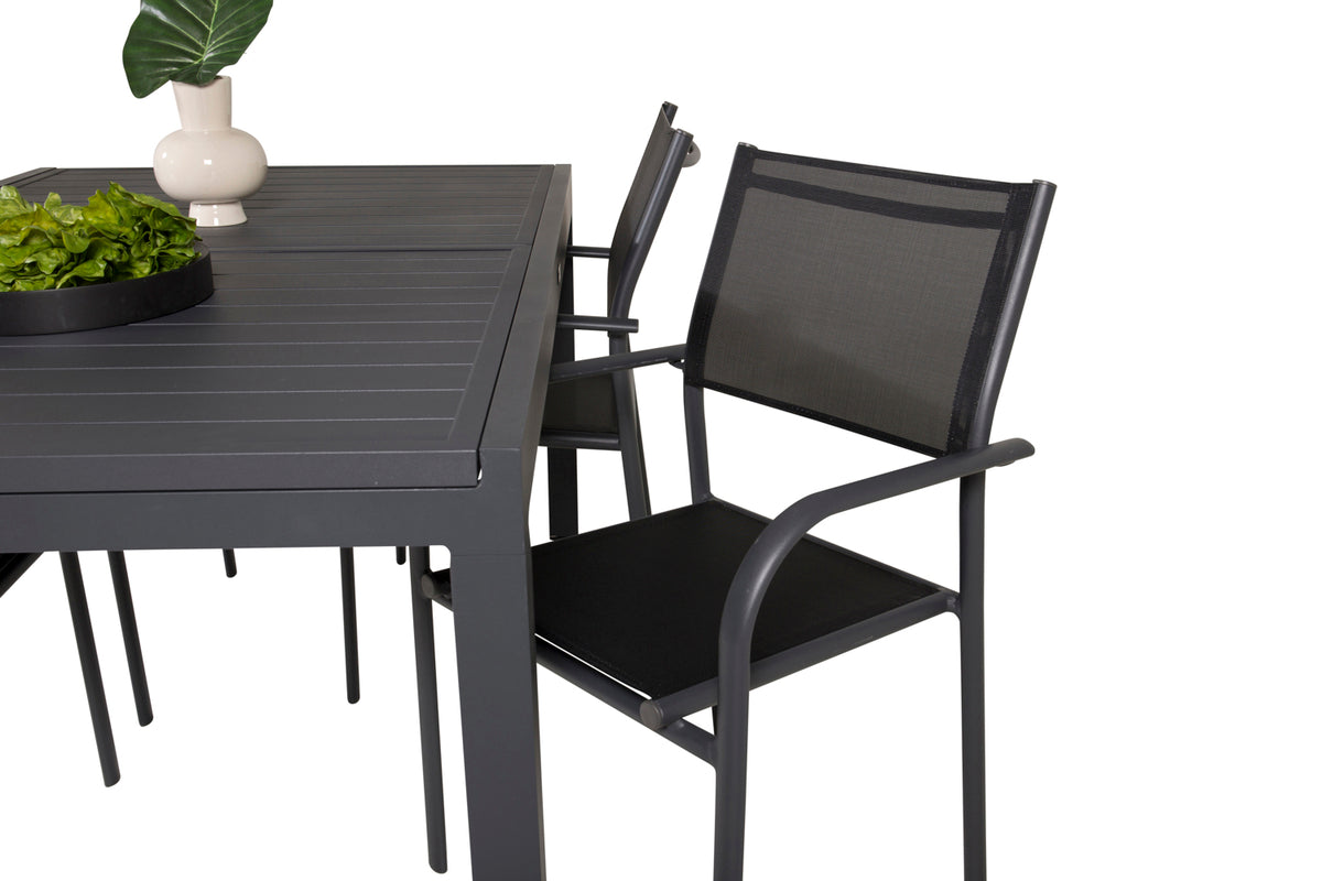 Venture Design Santorini & Marbella Matstolar Svart + Matbord 160x100x75