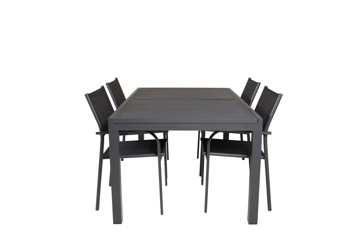 Venture Design Santorini & Marbella Matstolar Svart + Matbord 160x100x75
