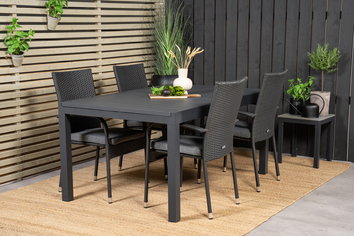 Venture Design Anna & Marbella Matstolar Svart + Matbord 160x100x75