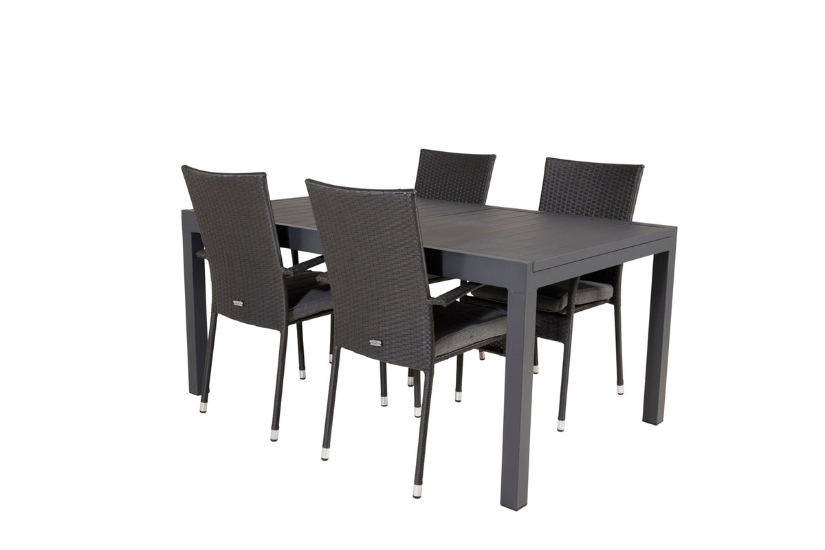 Venture Design Anna & Marbella Matstolar Svart + Matbord 160x100x75