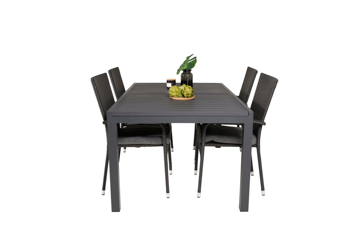 Venture Design Anna & Marbella Matstolar Svart + Matbord 160x100x75