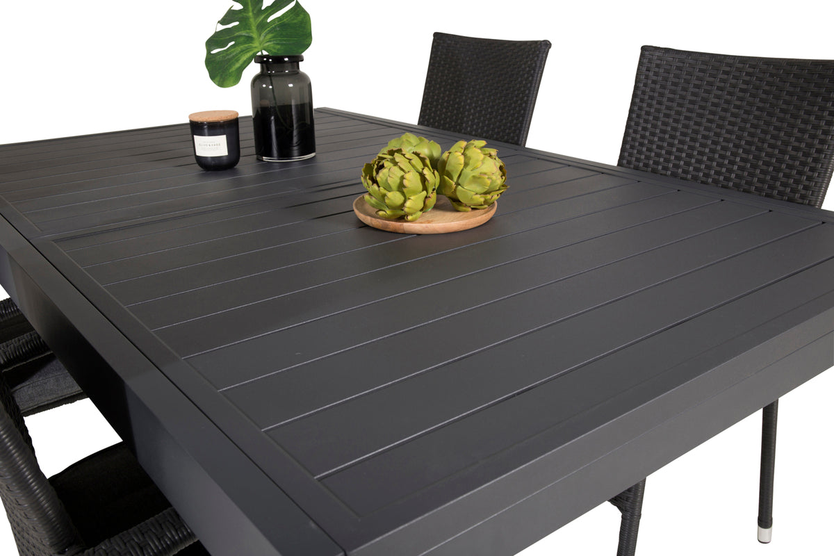 Venture Design Anna & Marbella Matstolar Svart + Matbord 160x100x75
