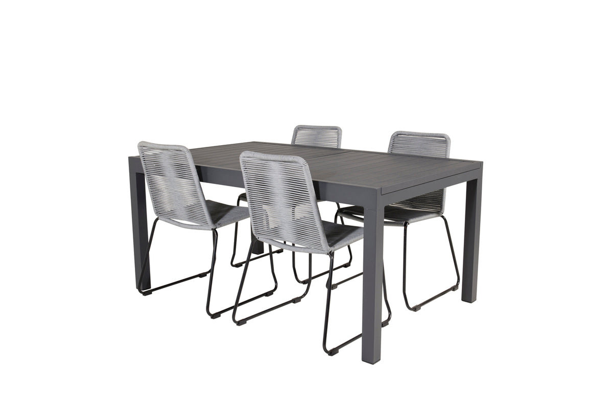 Venture Design Lindos & Marbella Matstolar Grå + Matbord 160x100x75
