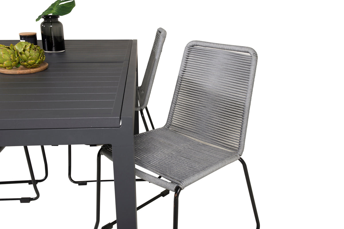 Venture Design Lindos & Marbella Matstolar Grå + Matbord 160x100x75