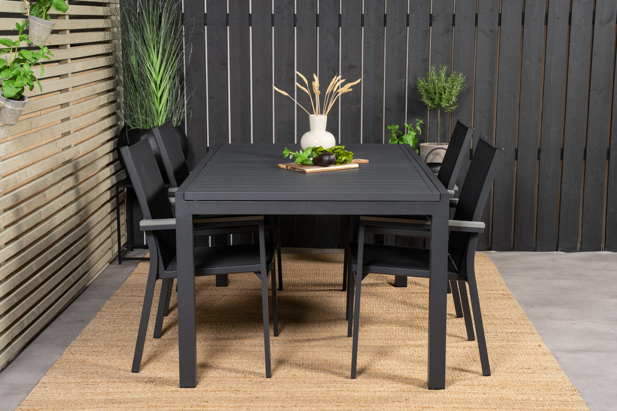 Venture Design Parma & Marbella Matstolar Svart + Matbord 160x100x75