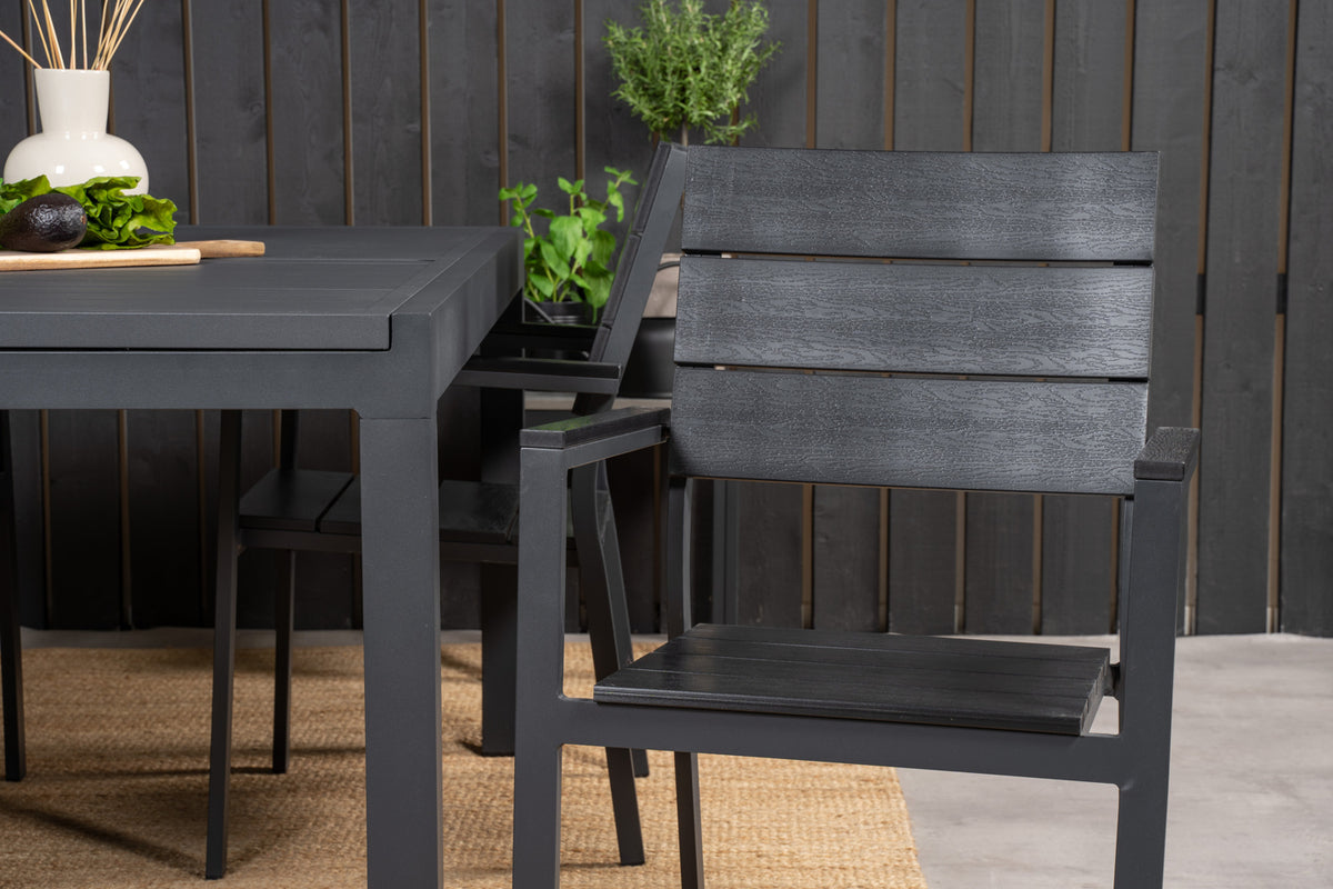 Venture Design Levels & Marbella Matstolar Svart + Matbord 160x100x75