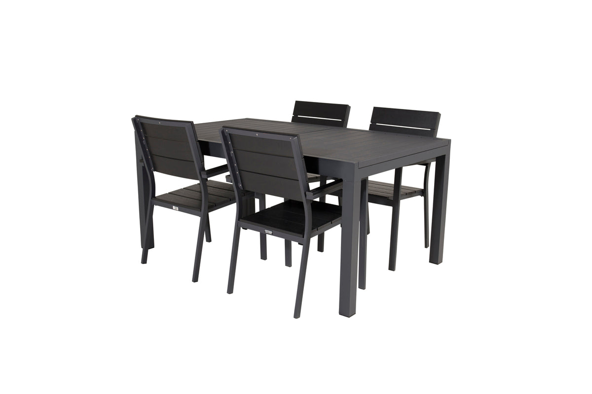 Venture Design Levels & Marbella Matstolar Svart + Matbord 160x100x75