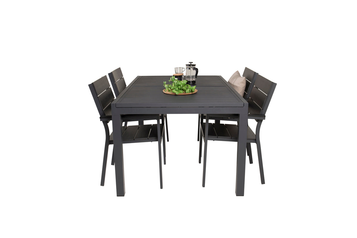 Venture Design Levels & Marbella Matstolar Svart + Matbord 160x100x75