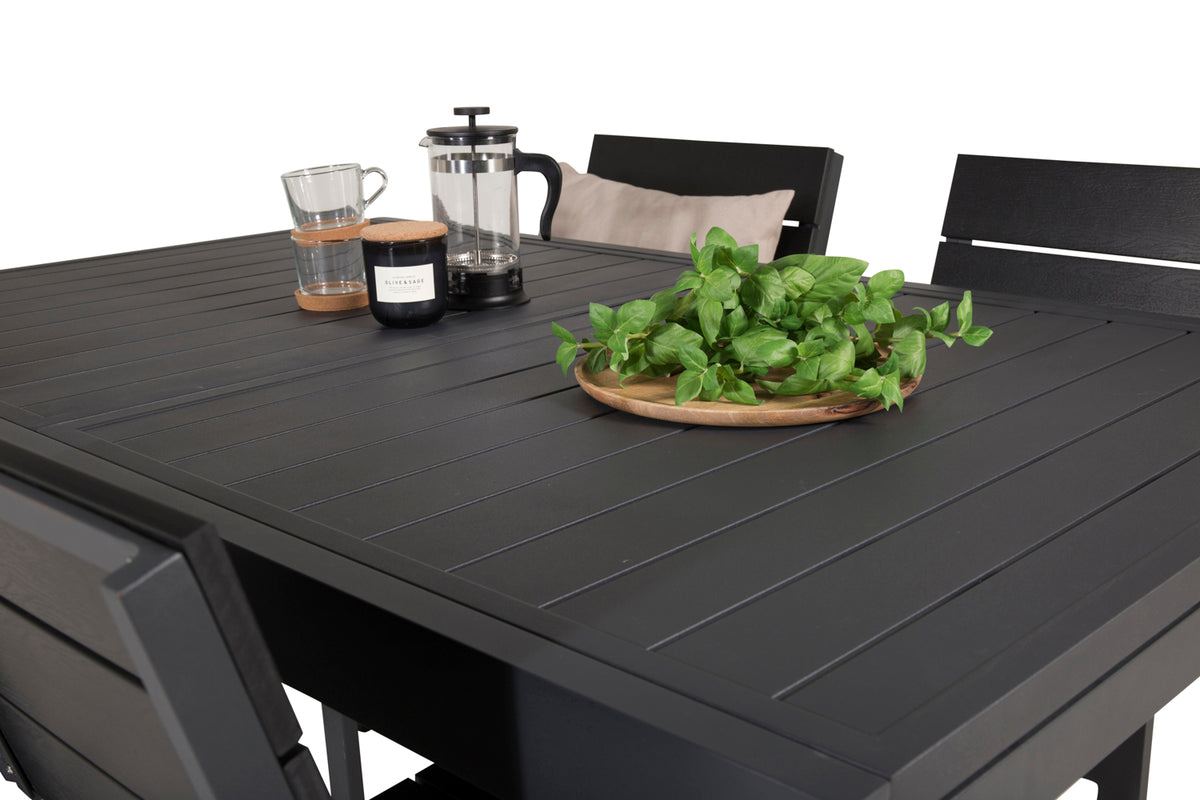 Venture Design Levels & Marbella Matstolar Svart + Matbord 160x100x75