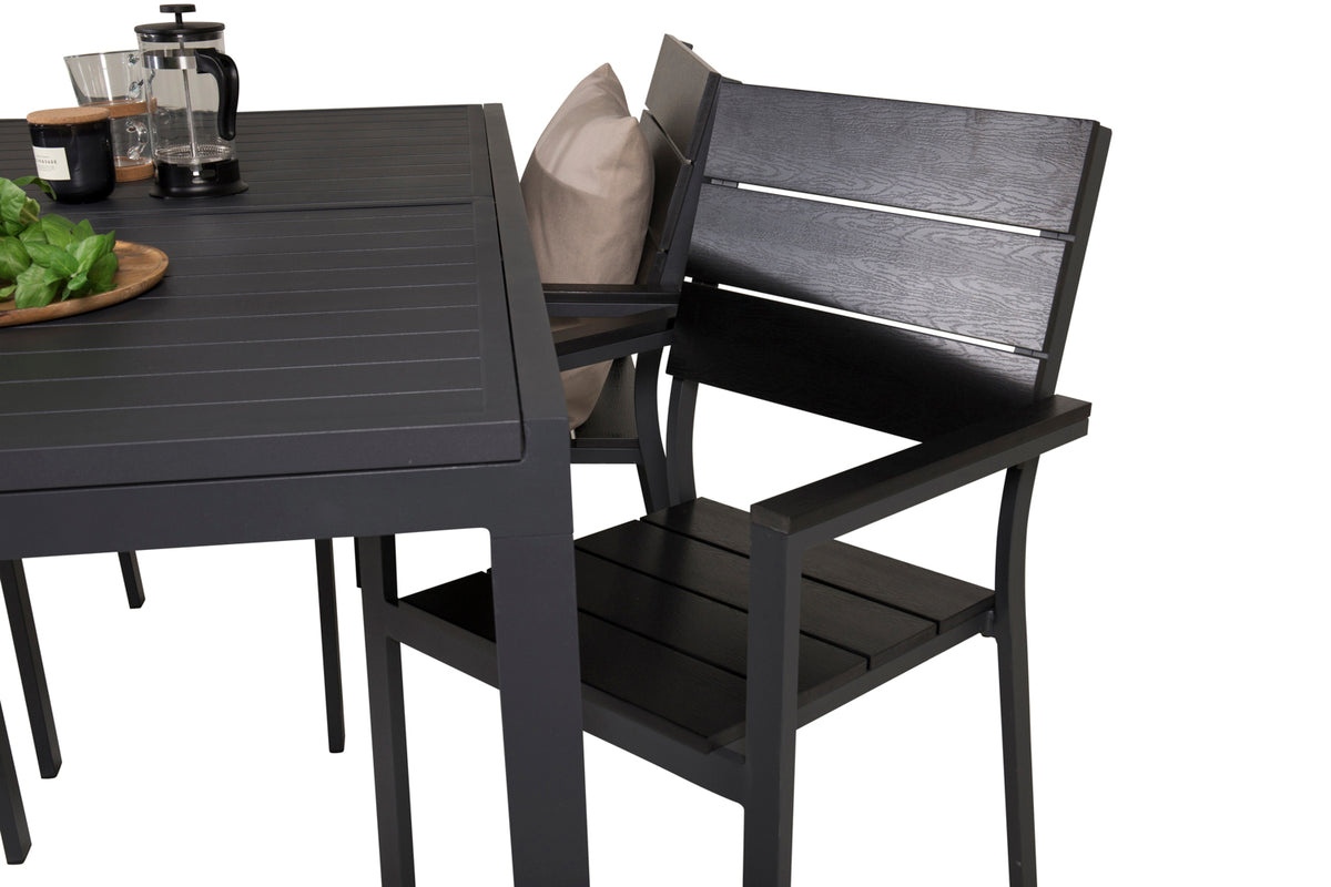 Venture Design Levels & Marbella Matstolar Svart + Matbord 160x100x75