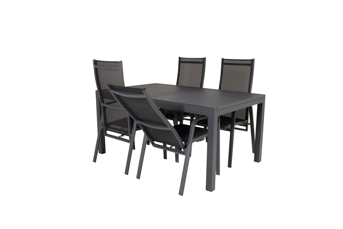 Venture Design Copacabana & Marbella Reclinerstolar Svart + Matbord 160x100x75