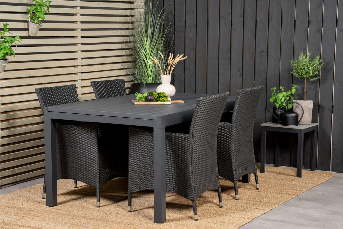 Venture Design Knick & Marbella Matstolar Svart + Matbord 160x100x75